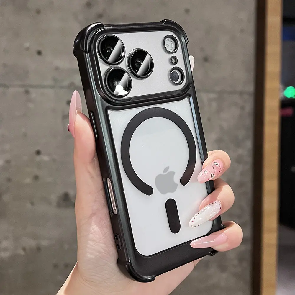 Capa Protetora Magnética Para Iphone 16 Pro Max (preta), Com Acabamento Fosco Eletroplástico.