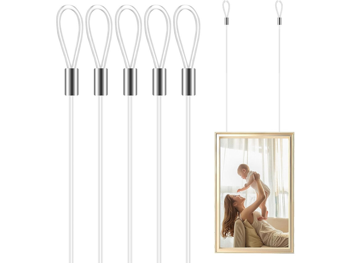 Fio De Nylon Prateado Resistente Para Pendurar Quadros, 12 Peças, Com