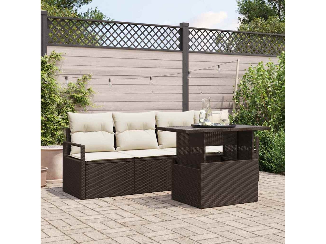 Vidaxl Conjunto De Sofá De Jardim 5 Pcs Castanho Rattan Sintético