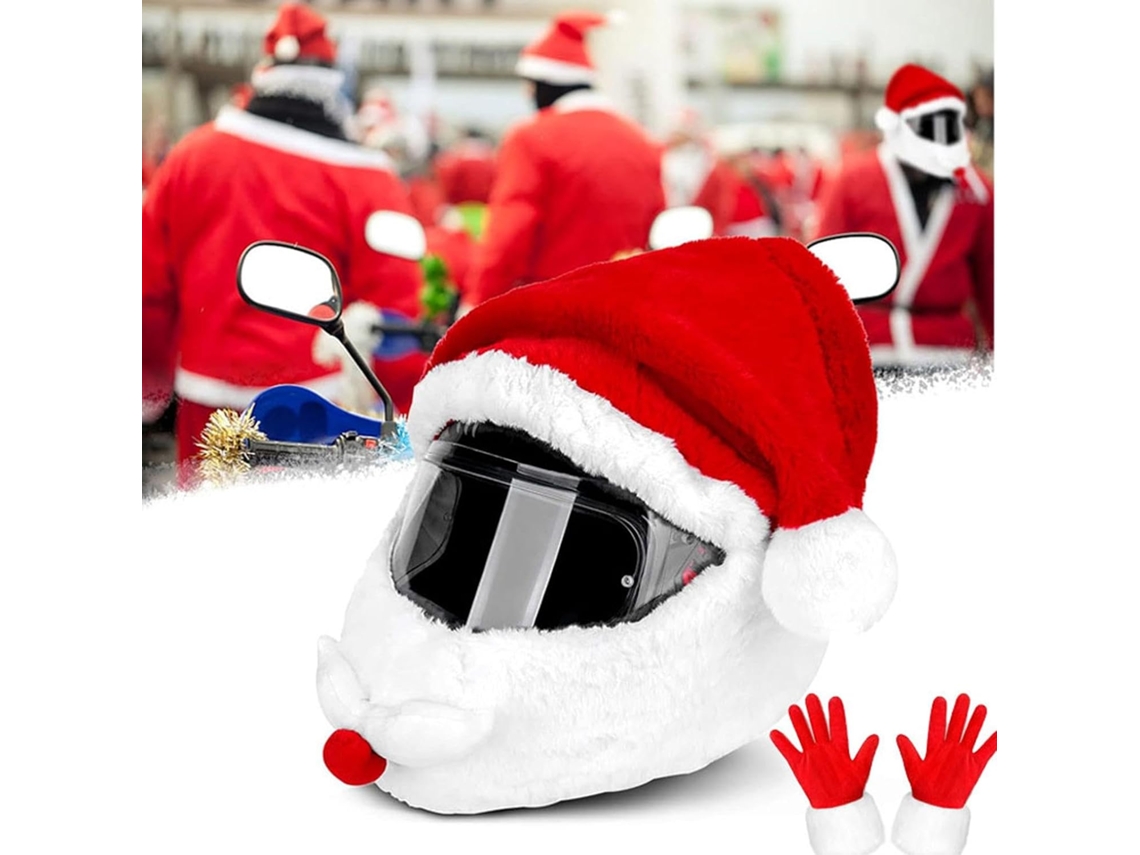 Capa Protetora Para Capacete De Motocicleta Com Chapéu De Natal.