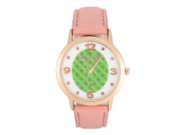 Relógio Analógico de Quartzo Pulseira Pu/alumínio Mostrador Campo de Futebol Rosa