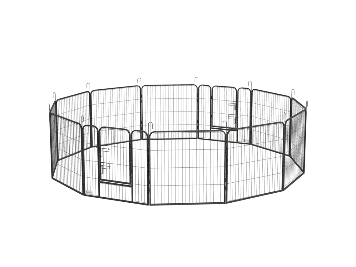 Cercado para Filhotes 12 Painéis 80x80 Cm Cinza (aço, 2 Portas)