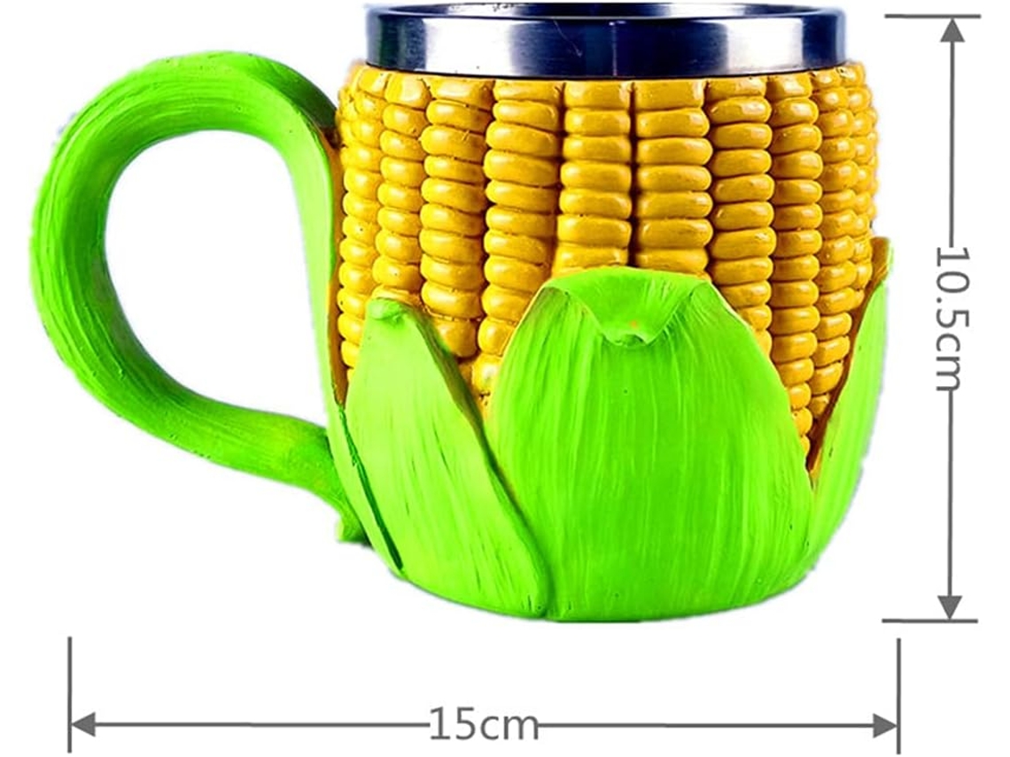 Caneca De Aço Inoxidável Para Frutas E Legumes, Xícara Chá Festa Infantil, Espiga Milho 450 Ml Aquaforge