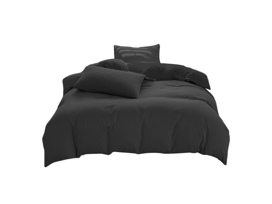 Jogo De Lençóis Kabnic 4 Peças Para Cama De Solteiro Em Algodão Preto, Conjunto De Roupa De Cama Unissex Fácil Cuidado