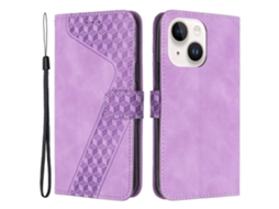 Capa Para Iphone 14 Plus Pele Sintética Roxo