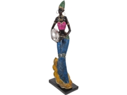 Estatueta Africana Resina Decoração Interiores Elegante Design Refinado Vitrines Ambientes Festivos GOKOCO