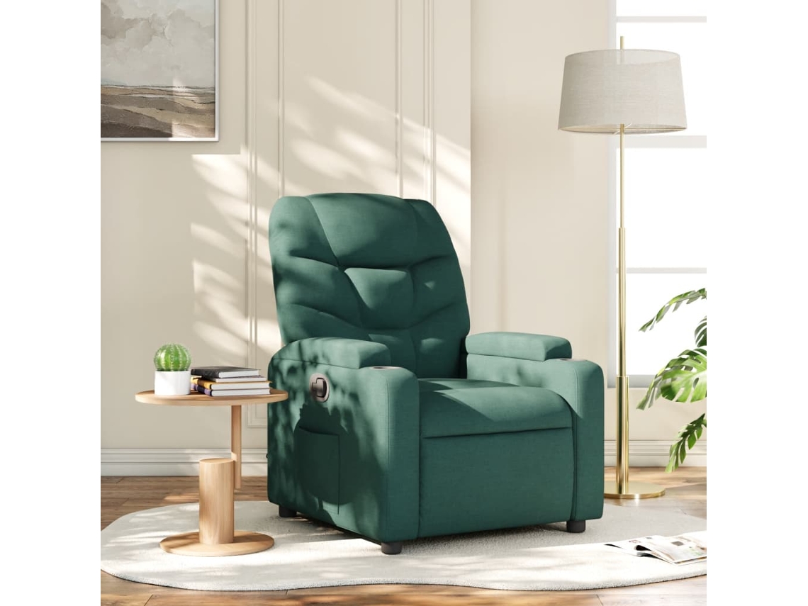 Vidaxl Poltrona Reclinável Tecido Verde-escuro