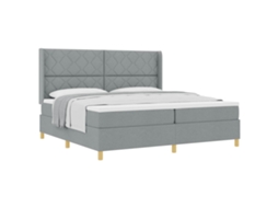Cama Box com Colchão Cinzento claro 200 X 200 Cm Tecido MAISON EXCLUSIVE