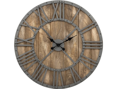 Relógio de Parede WOMO-DESIGN Preto e Castanho (76x5 cm - Ferro e Madeira)