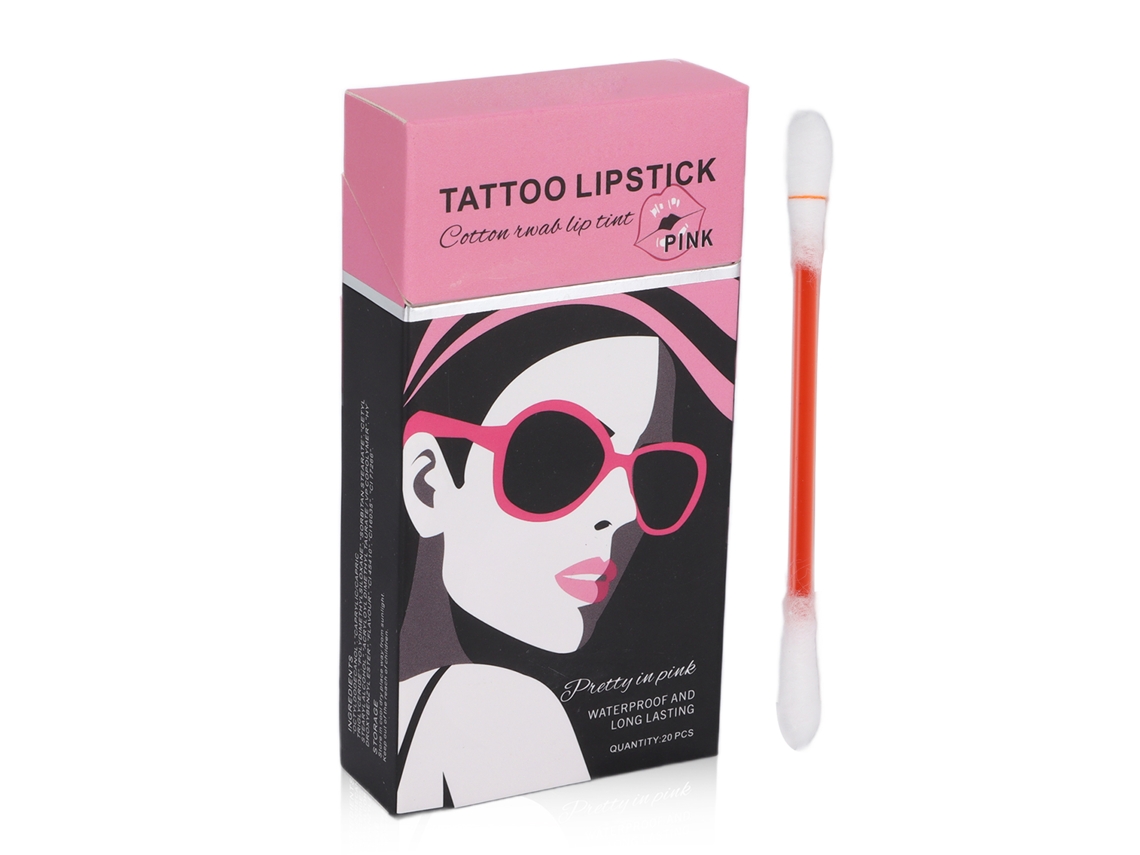 Elaimei 20pcs Bastoncillo De Algodón Labial Impermeable Desechable Gloss Para Maquillaje De Labios Rosa