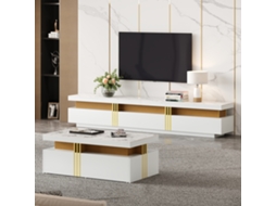 Conjunto de TV móvel branco com mesa de centro + conjunto de TV multifuncional MOBRIO