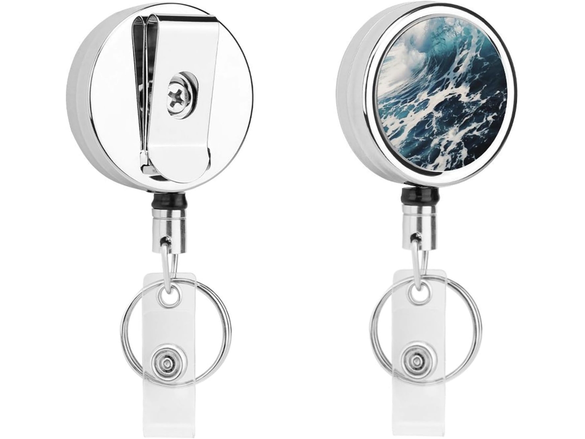 Porta Crachás De Metal Praia, Porta Cartões De Identificação Retráteis Espuma, Prendedores De Identificação, Porta
