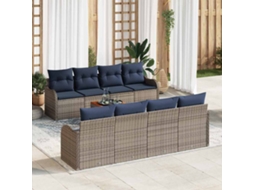 Vidaxl Conjunto De Sofá De Jardim 9 Unid. Cinzeto Vime Pe