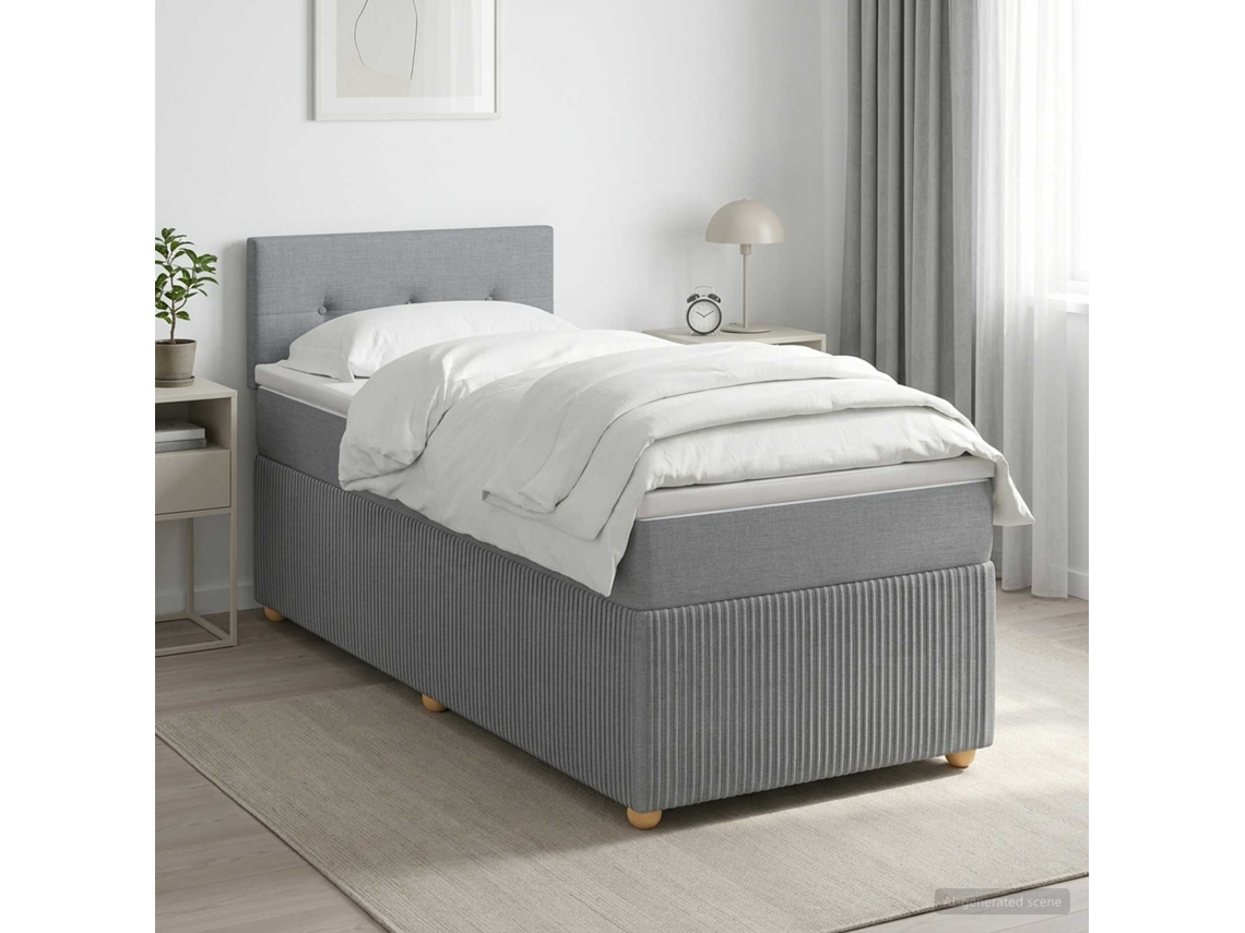 Vidaxl Cama Box Spring Com Colchão Cinzento-claro 90 X 190 Cm Tecido