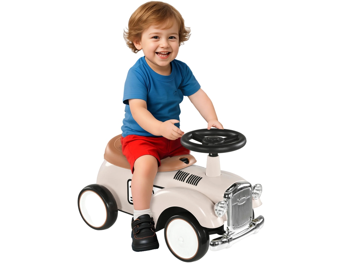 Carro De Passeio, Volante Interativo, Design Seguro, Creme