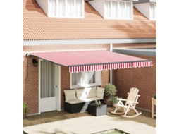 Vidaxl Toldo Retrátil Vermelho E Branco 400 × 350 Cm
