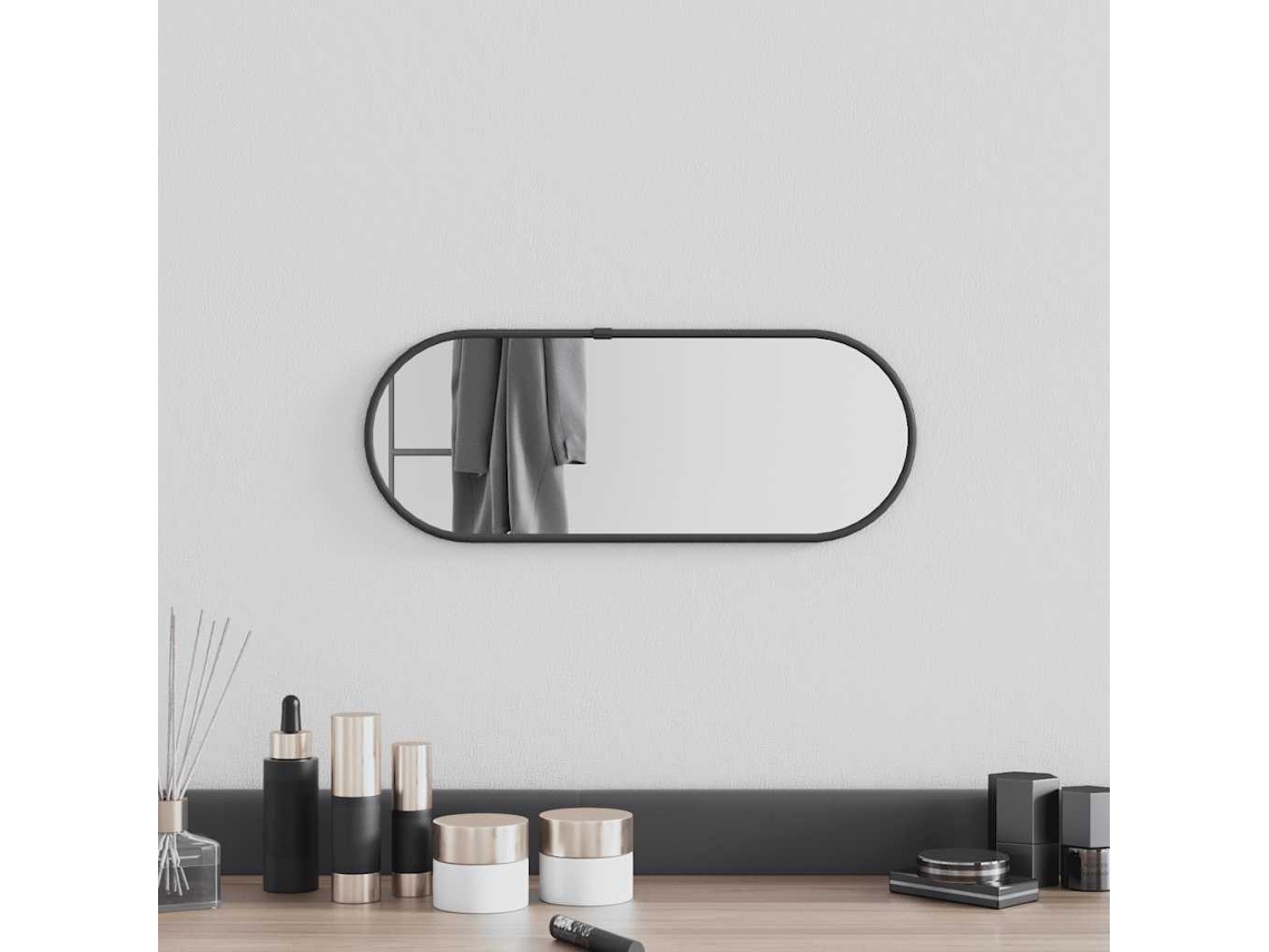 Vidaxl Espelho De Parede 40x15 Cm Oval Preto