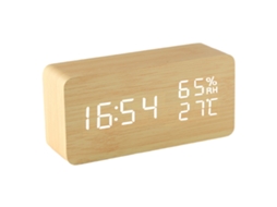 Relógio Digital em Madeira Led com Display de Temperatura e Humidade NEVEANCE