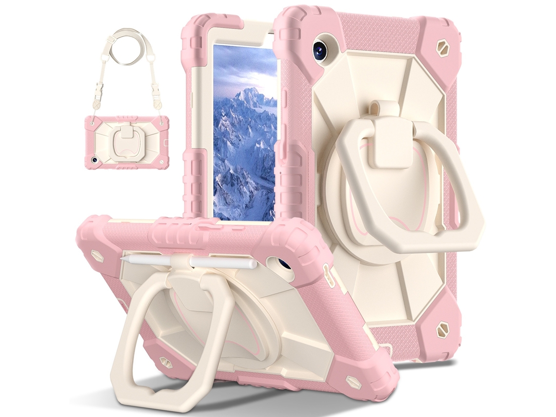 Tressino Capa Tablet Para Samsung Galaxy Tab A11 Plus 11 Polegadas Resistente A Choques Com Ombro Alça, Rosa E Bege (11 Polegadas)