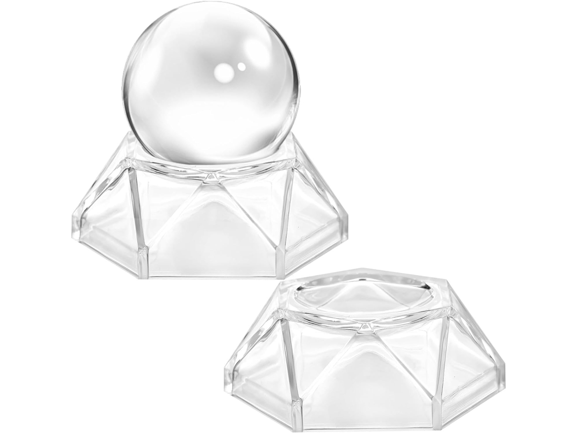 Bases De Acrílico Para Exibição Bolas Cristal, Suporte Geométrico Transparente Médio, Conjunto De 2 Peças Para Decoração
