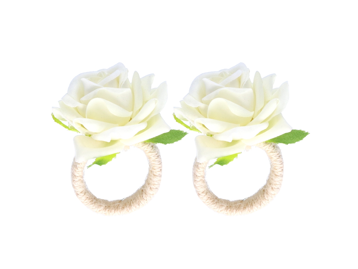 Anéis de Guardanapo Flor Simulada LAXISCREED 2un Branco