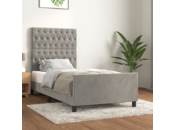 Estrutura De Cama Sem Colchão 90x190 Cm Veludo Cinzento-claro
