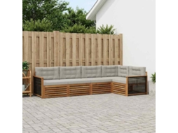 Vidaxl Conjunto De Sofás Para Exterior 5 Pcs Natural E Cinzento-claro
