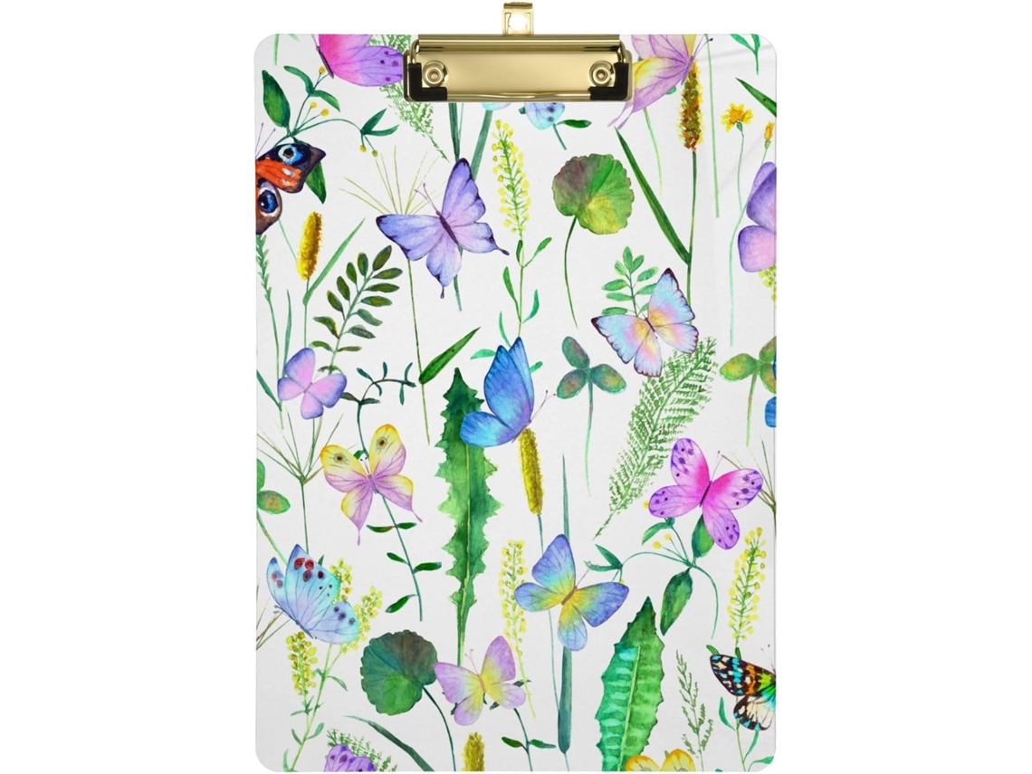 Prancheta Suspensa In Aquarela With Desenho De Borboleta E Flor, Perfeita O Verão E Ideal Crianças