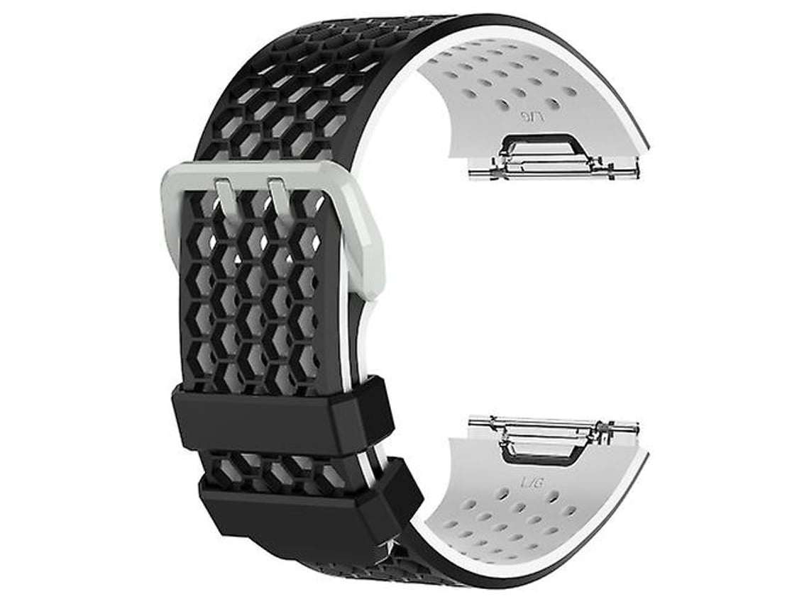 Pulseira De Relógio Lurelia Para Fitbit Ionic Em Silicone Bicolor Com Fivela Preta Branca