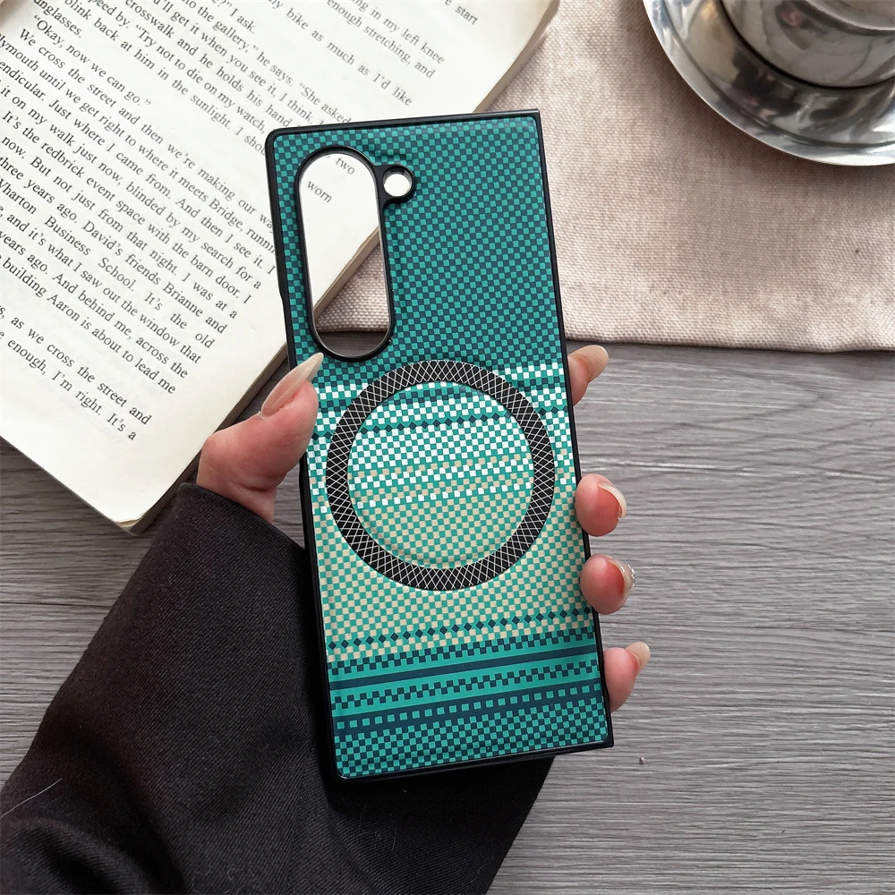 (verde, Galaxy Z Fold4) Capa Ultrafina Com Efeito Degradê E Textura De Fibra De Carbono De Nível Profissional, Compatível Com Magsafe
