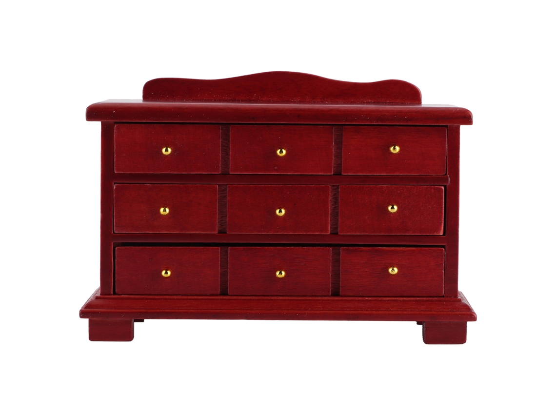 Gabinete Mini 1/12 Modelo De Madeira Móveis Quarto Gavetas