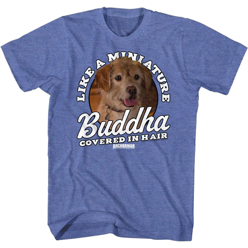 Unisex Adult T-shirt Rockinstone Anchorman Movie Miniature Buddha Heather Royal Sizes
