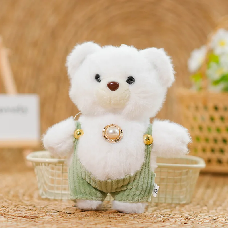 Chaveiro/pingente de Bolsa Ursinho de Pelúcia Fofo de 12cm MDUG (branco)