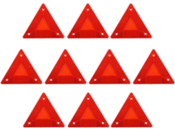 Conjunto De 10 Refletores Triangulares De Plástico Vermelho Para Carros E Caminhões.