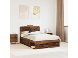 Vidaxl Estrutura da Cama com Cabeceira Madeira Antiga 120 X 190 Cm