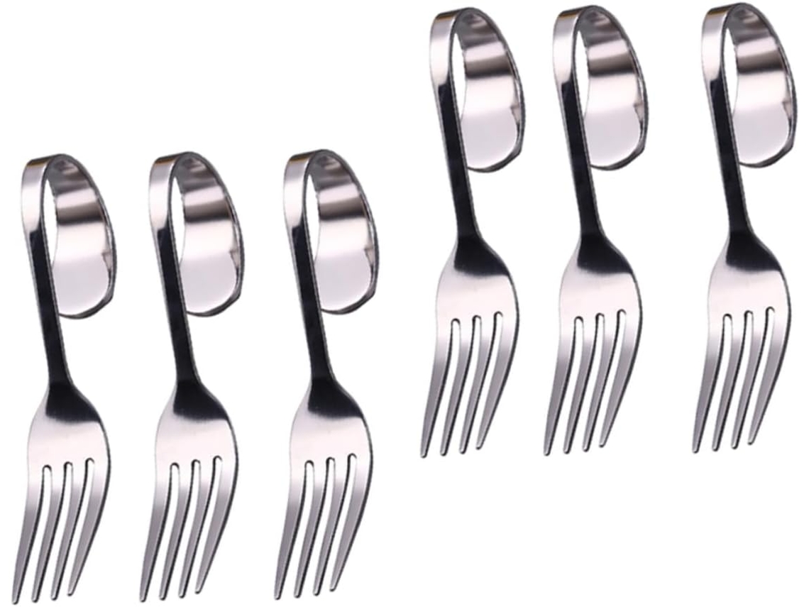 Conjunto De 6 Garfos Curvos De Aço Para Sobremesas E Saladas, Utensílios Elegantes Restaurantes