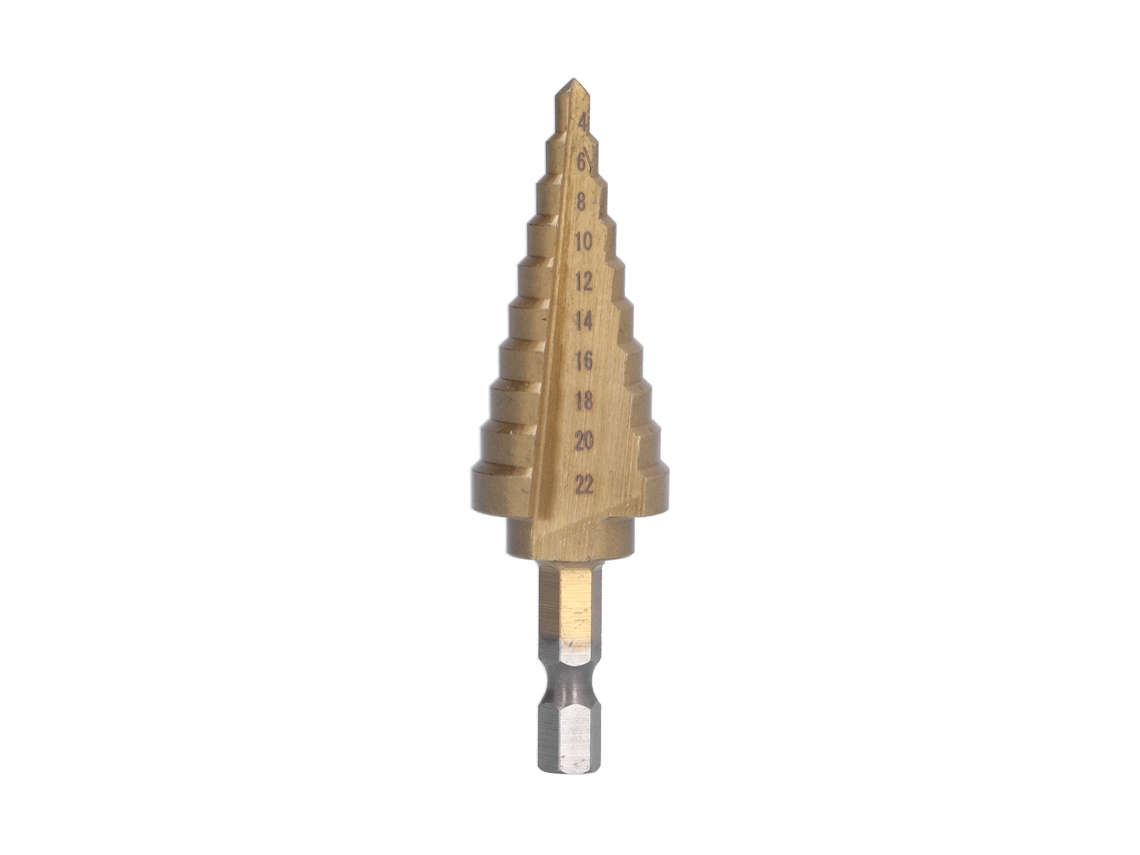Primerox broca de Passo com Cabo Hexagonal Aço Rápido 4 22mm para Aço Latão Madeira Plástico