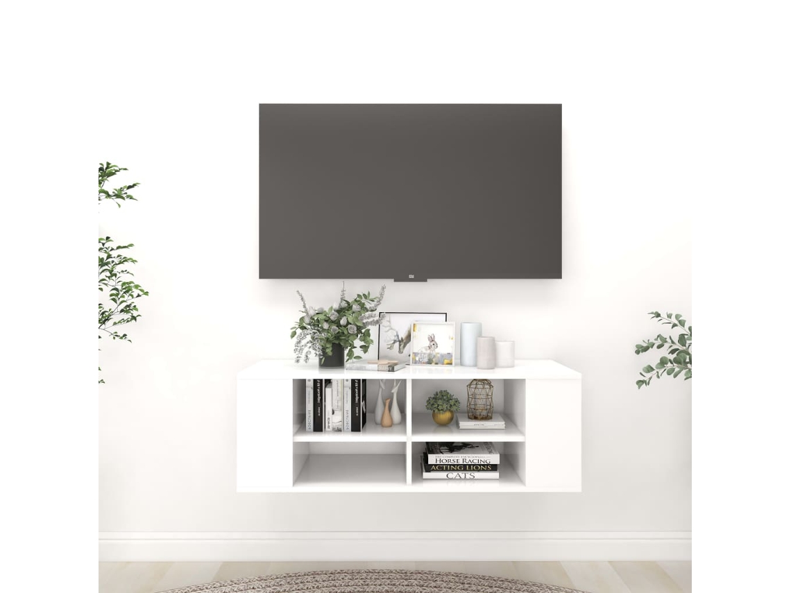 Vidaxl Armário De Parede Para Tv 102x35x35 Cm Derivados Madeira Branco