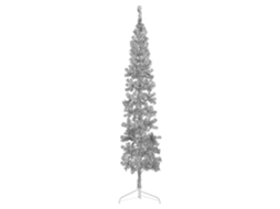 Vidaxl Meia Árvore De Natal Fina Com Suporte 210 Cm Prateado