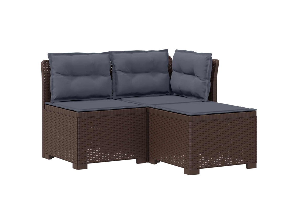 Maison Exclusive - Sofá De Jardim 3 Lugares Com Almofadas Visual Rattan Pp