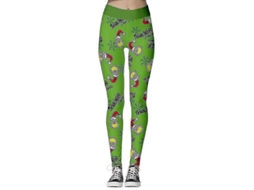 Calcinha Legging Feminina De Natal Com Estampa De Grinch E Flocos De Neve Cintura Alta Tamanhos S-xl A