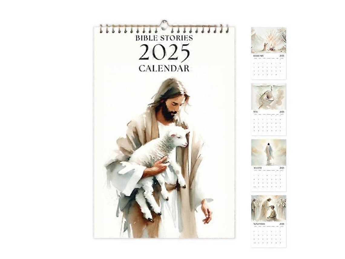 Calendário de parede com histórias bíblicas cristãs de 2026, Calendário de parede com fio BRILVIBERA
