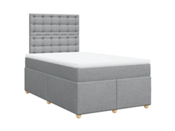 Vidaxl Cama Boxspring Com Colchão 120x190 Cm Tecido Cinzento-claro