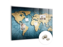 Quadro Magnético De Parede Mapa Mundi 3d Para O Quarto Das Crianças Espelharte (100x70 Cm)