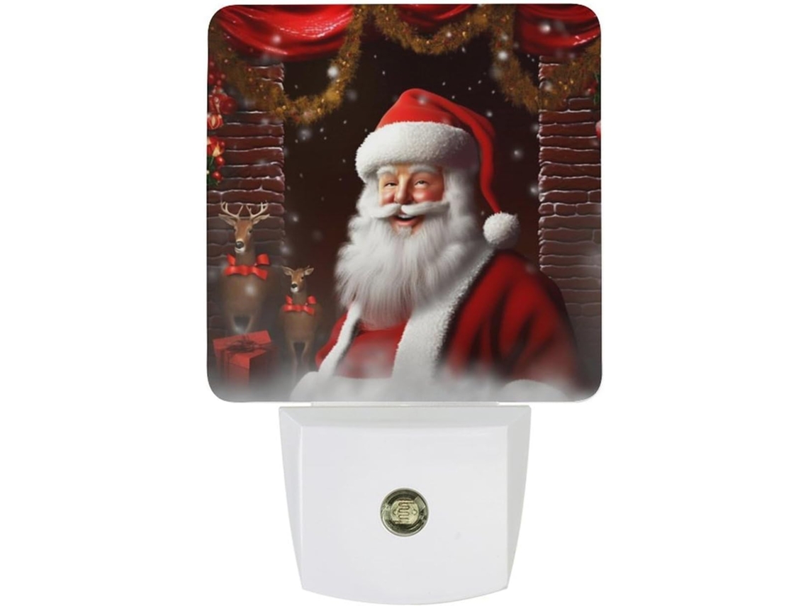 Luminária de parede noturna, Luminária noturna do Papai Noel, Luminária noturna com zoom, Luz LED branca, Lâmpada