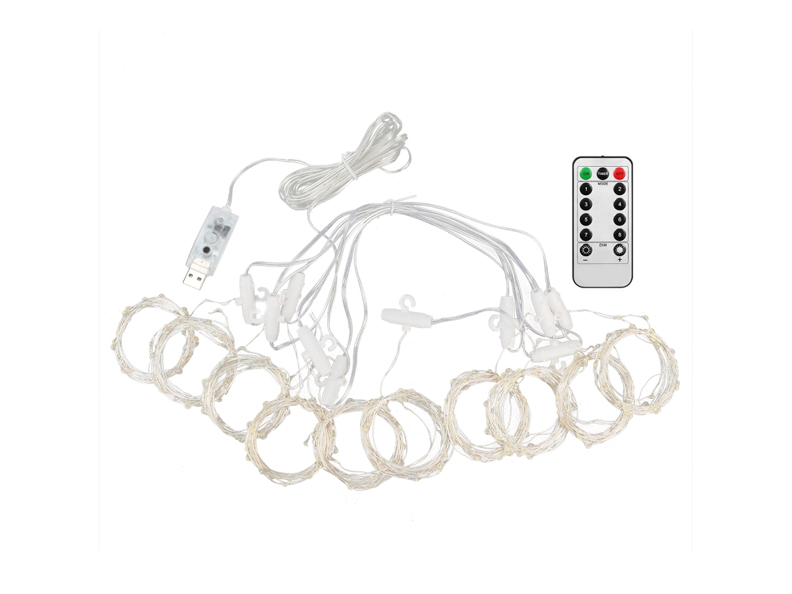 Luzes de Cortina de Fio de Cobre Led 3x3m 300led Controle Musical