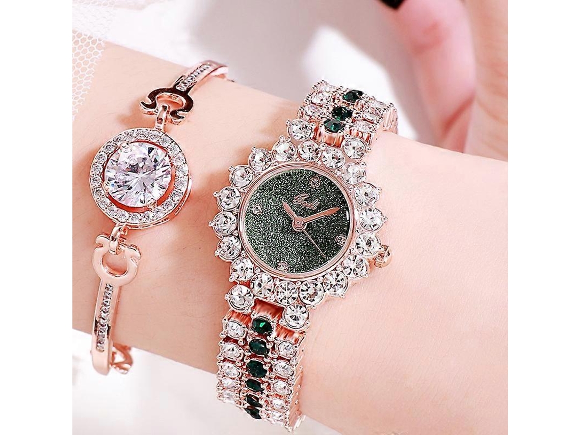 Relógio Feminino Gedi 52004 Com Pulseira De Diamantes E Mecanismo De Quartzo.