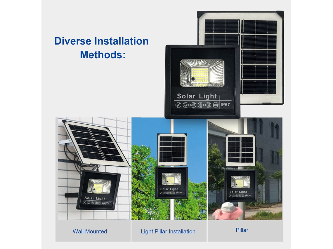 Rebe-lâmpada Solar 25w 44leds Com Controle De Luz, Modos De Iluminação E Temporizador 3-8h, Bateria Recarregável 2200mah