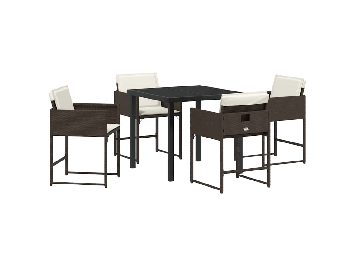 Conjunto 5 De Jantar Para Jardim Vidaxl Castanho Vime Pe