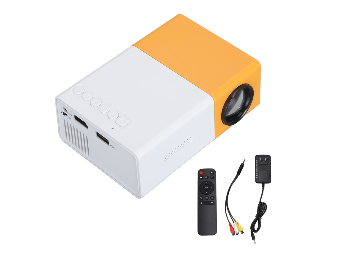 Mini proyector LED portátil 1080p, HD, para cine en casa, amarillo y blanco, USB, S/MARCA